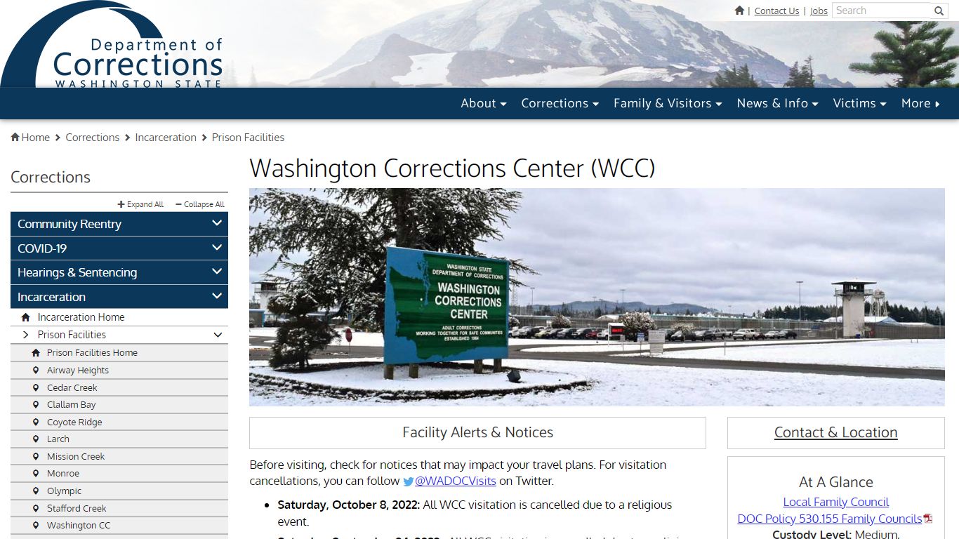 Washington Corrections Center (WCC) - Washington State Department of ...